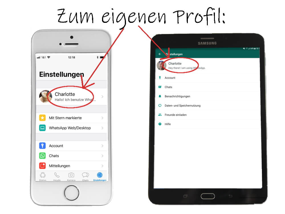 WhatsApp ProfilBild ändern, Schritt 2: Profil öffnen
