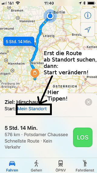 Handy-Navigation Routing mit Apple: 5a