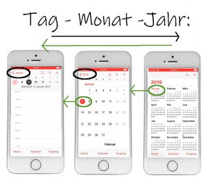 Apple Kalender-App: Tag-Monat-Jahr